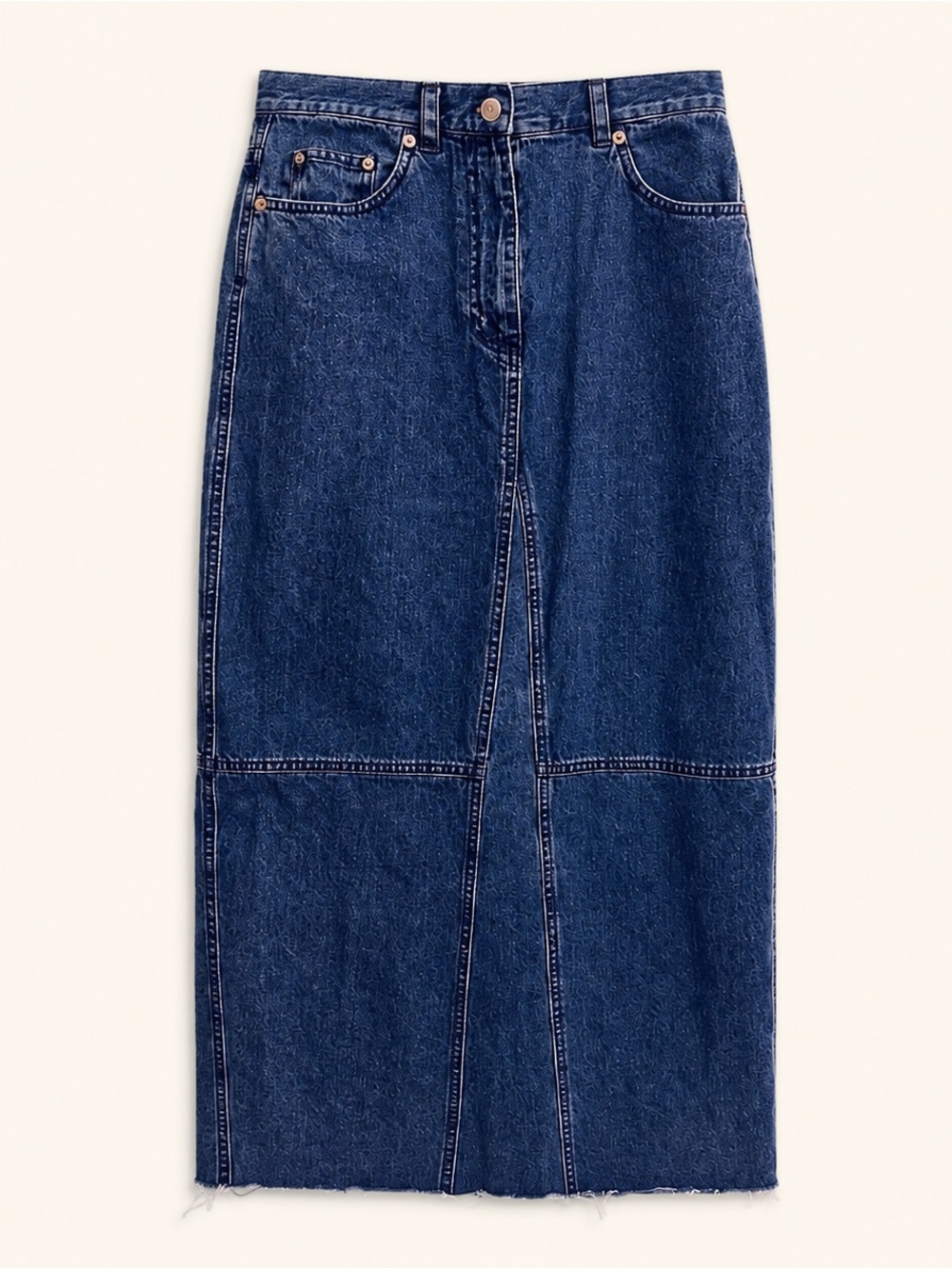 Vintage Ralph Lauren Dark Blue Denim Patchwork Midi Skirt